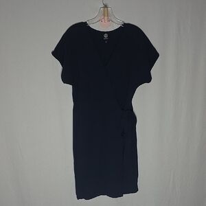Bobeau Navy Midi Wrap Dress